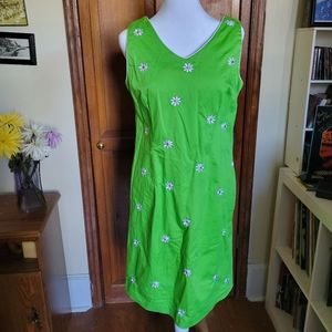 SOLD Vintage Sag Harbor embroidered floral 60s inspired midi dress